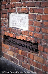 Tank track embedded in church wall, Old Town, Warsaw