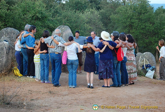 Almendres cromlech (1705 visits) Worshippers doing their rituals Almendres cromlech