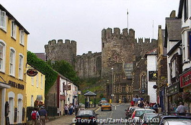 Conwy has a famous castle overlooking the town.