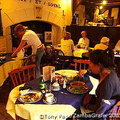 Having tea at the Lord Leycester Hospital cafe - Warwick.