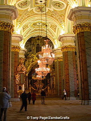 Peter and Paul Cathedral's beautiful pink and green Corinthian columns