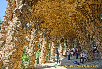 Colonnaded footpath under the roadway