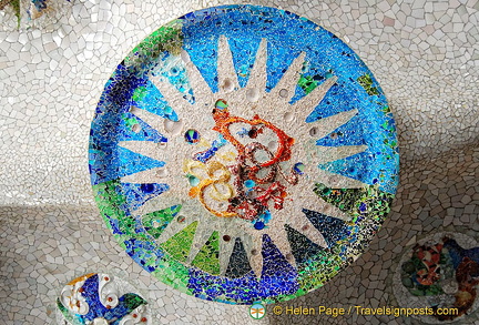 one of Gaudi's tiles in Parc Guell