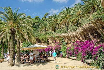 The viaduct is covered by palm trees and other vegetation to create a mix between nature and architecture