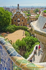 View down towards the entrance pavilion