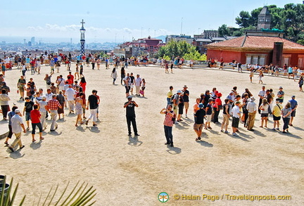 The large plaza area of Parc Guell