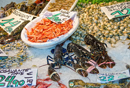 Shell fish at La Boqueria