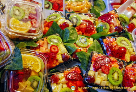 Fresh fruit salad at La Boqueria