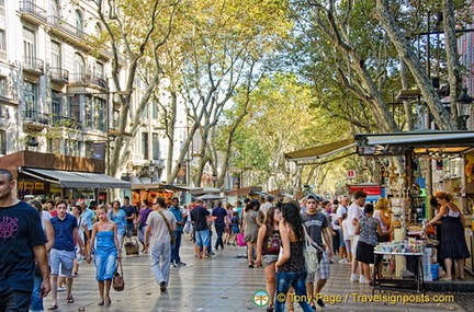 Las Ramblas, always bustling with visitors