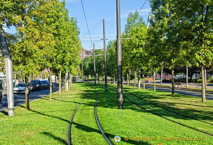 Bilbao Metro railway track - with grass...