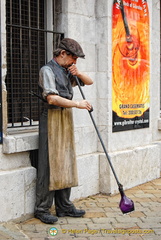 Glassblower outside the Gibraltar Crystal Factory