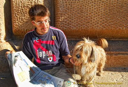 Man and dog enjoying The Alhambra