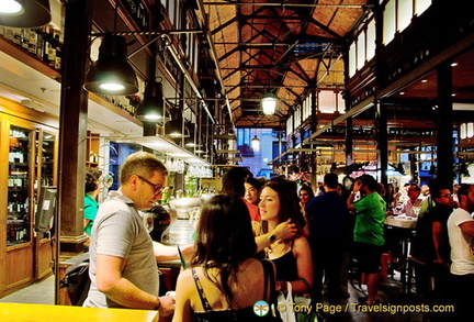 Crowd scene at the Mercado San Miguel