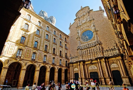 A view of Montserrat Basilica from the courtyard