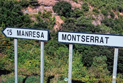 Signpost for Manresa and Montserrat