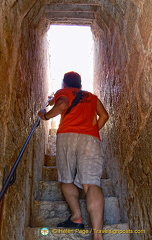 Climbing the final set of steps to the top of Peñíscola Castle