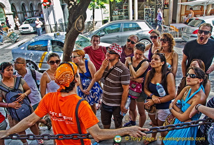 A group of young tourists in Seville