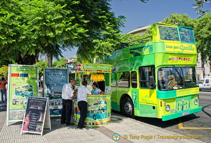 A sightseeing bus in Seville