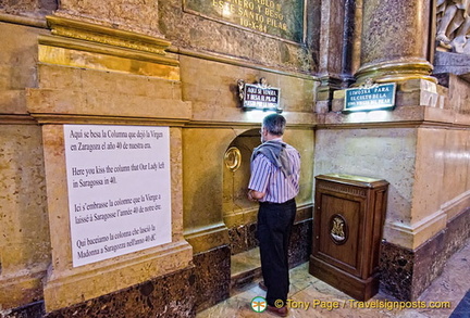 Looking at the place where visitors can kiss the Holy Pillar