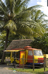 We don't eat it, but this roast chicken man always did a roaring trade!
Moorea, Tahiti