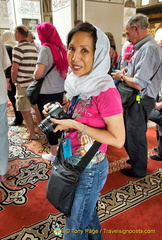 Ladies have to cover their head at the Bursa Ulucamii. Shawls are provided there.