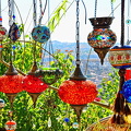 Colourful glass lamps