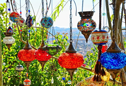 Colourful glass lamps