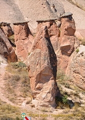 Pink mushroom fairy chimneys