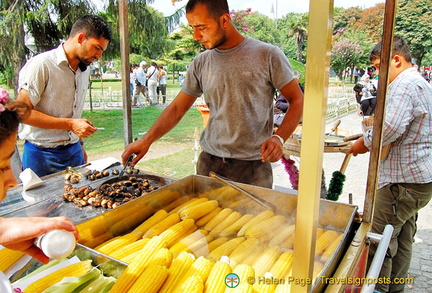 Corn-on-the-cob is a popular snack food