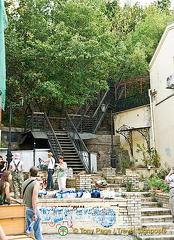 St Andrew's Church and Flea Market, Andriyivsky uzviz (St Andrew's Descent), Kyiv (Kiev)