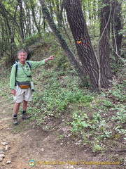 Tony points to the red and yellow GR waymarker