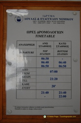 Cable car timetable