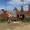 My pet dog (839 visits) Monument of the Alto del Perdón - these pilgrims brought their dog along. My pet dog