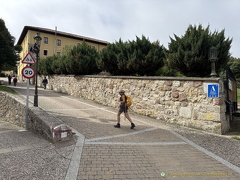Striding away