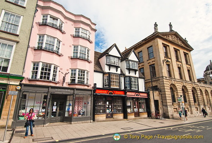 Some shops and buildings along High Street, Oxford