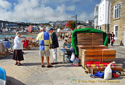 Rod has stacks of deckchairs for hire