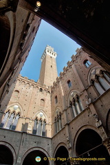 View of the Torre del Mangia from the Cortile del Podestà