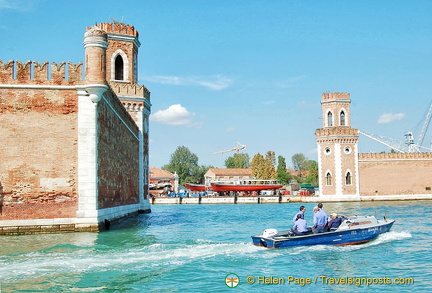 View of Arsenale towers as seen from inside the shipyard