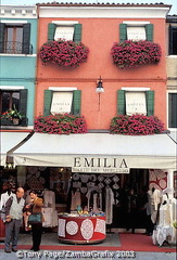 Shops selling Burano's famous lace and linen