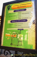 Granada Cathedral opening times and floor plan