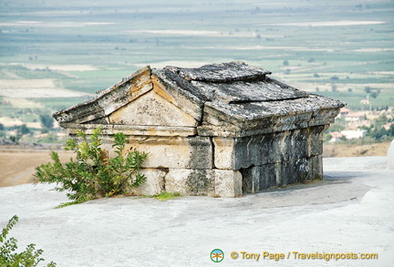 Sarcophagus submerged in a travertine pool